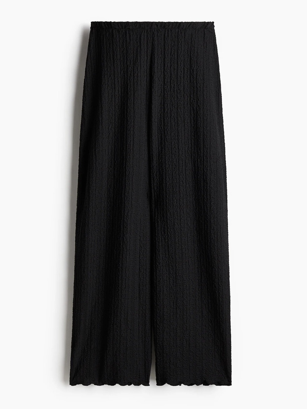 H&M Wide Leg Pants Pull On Textured High Rise Elastic Waistband Pleated